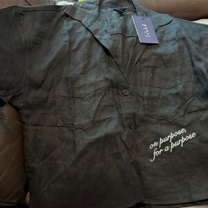 Monat cropped linen blend shirt